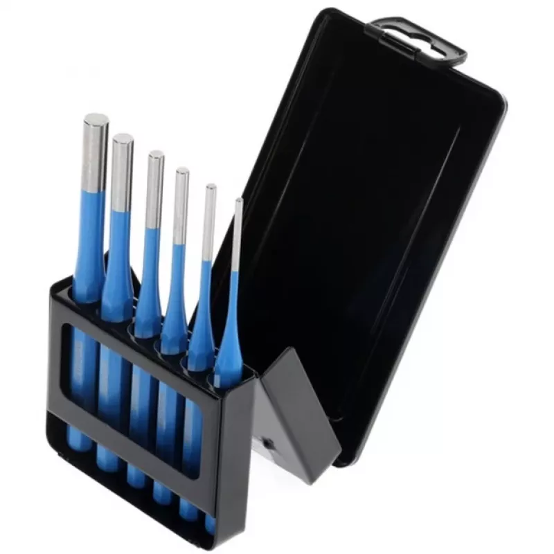 Set cacciaspine 316 D, 6 pezzi (blu, in custodia metallica pieghevole)