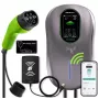Wallbox QOLTEC stazione di ricarica EV Tipo 2 22 kW LCD 2 schede RFID a 3 fasi cavo da 5 m sistema per hotel
