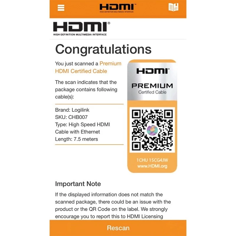 Cavo HDMI LogiLink CHB007 7,5 m