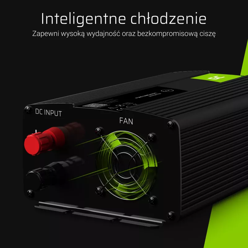 Inverter per auto Green Cell INV16 500 W DC 12 V a AC 230 V, 50 Hz, porta USB, raffreddamento attivo, nero