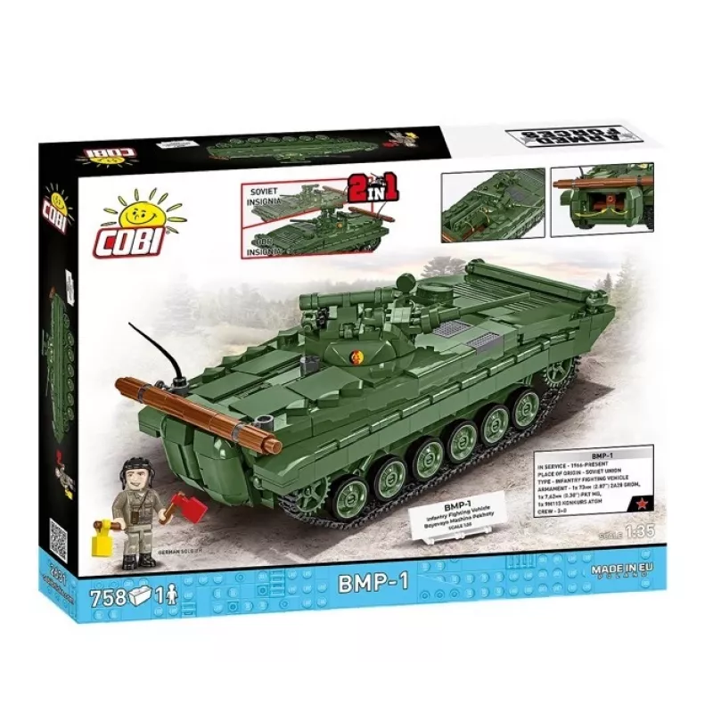 Set da costruzione Cobi Blocks BMP-1 758 pezzi – modello in scala a mattoncini