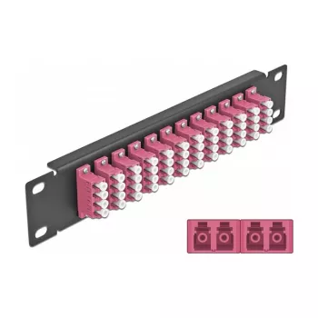 Patch panel fibra ottica DeLOCK 10 pollici 12 porte LC quad viola 1U nero