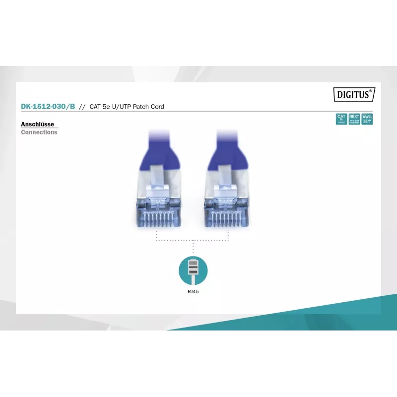 Cavo patch U/UTP Cat.5e PVC 3 m blu