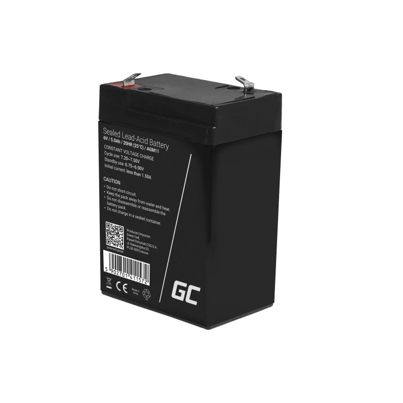 Batteria per UPS Green Cell AGM11 6 V 5 Ah piombo-AGM (VRLA) batteria singola, 70×100×47 mm, 780 g