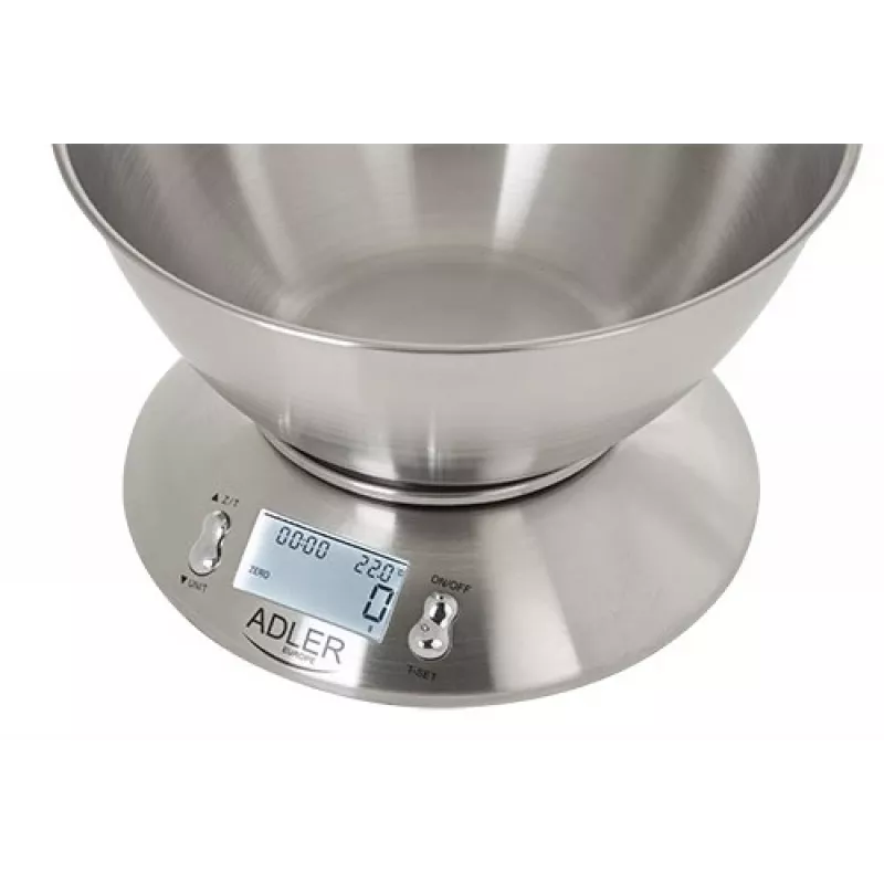 Adler AD 3134 Bilancia da cucina elettronica acciaio inox rotonda