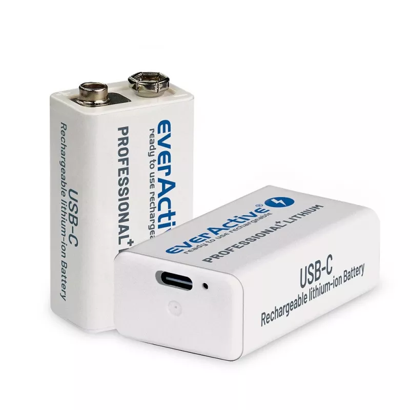 Batteria ricaricabile everActive 6F22/9V Li-ion 550 mAh con USB TYPE C