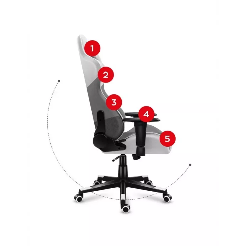Sedia da gaming Huzaro Force 6.2 a guscio grigio, bianco