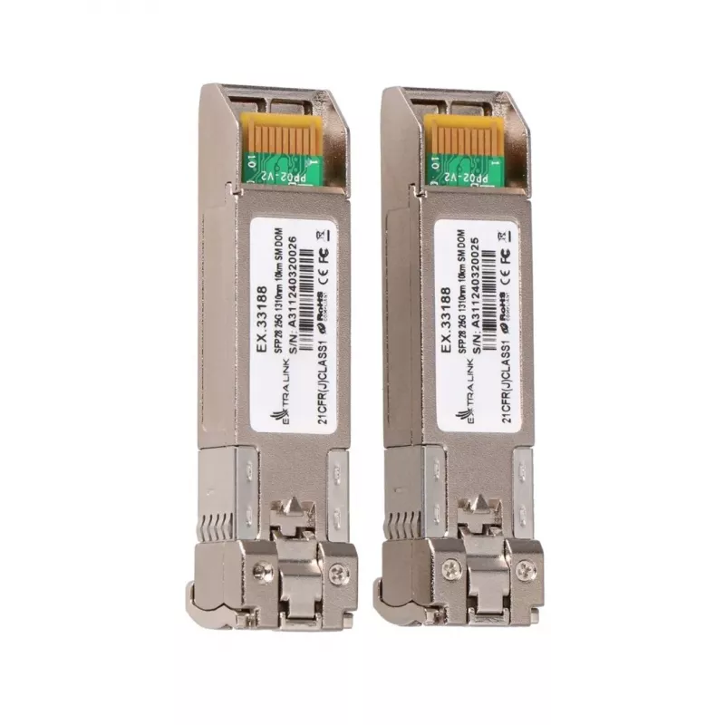 Extralink SFP28 25G 2-Pack | modulo SFP28 | 25Gbit/s, LC/UPC duplex, 1310nm, 10km, monomodale, DOM modulo ricetrasmettitore di rete