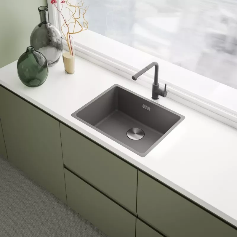 Rubinetto Lina L ugello estraibile HP grigio pietra