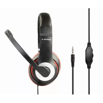 Headset gaming con filo GEMBIRD MHS-03-BKRD — binaurale, circumaurale, 3,5 mm, cavo 1,8 m, rosso/nero