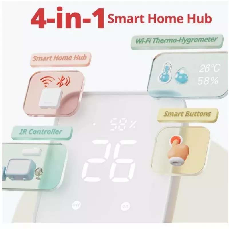 SwitchBot Hub 2 W3202100 hub per casa intelligente, trasmettitore IR, termoigrometro, bianco