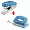 Set perforatore e cucitrice NOVUS E210 E15 petrolio — perforatore manuale e cucitrice da tavolo in set combinato