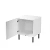 Comodino Cama Meble JUNGLE 53,5×40,5×44 cm bianco opaco, MDF e truciolare, gambe nere, set da 2