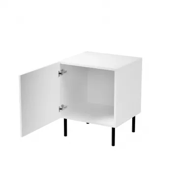 Comodino Cama Meble JUNGLE 53,5×40,5×44 cm bianco opaco, MDF e truciolare, gambe nere, set da 2
