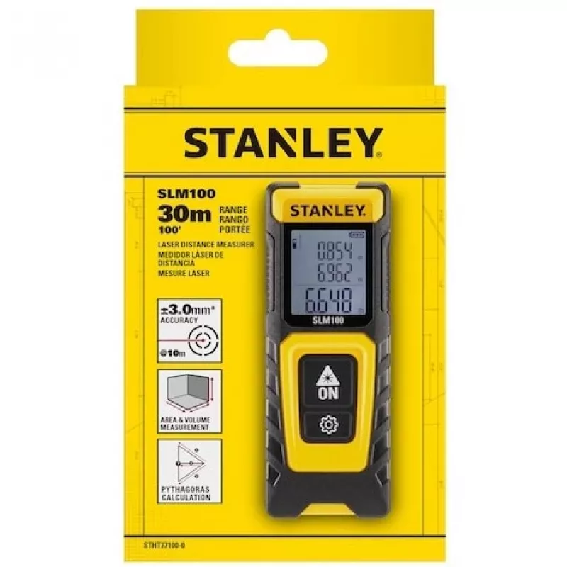 Distanziometro STANLEY SLM100 — portata laser 30 m, misuratore portatile compatto