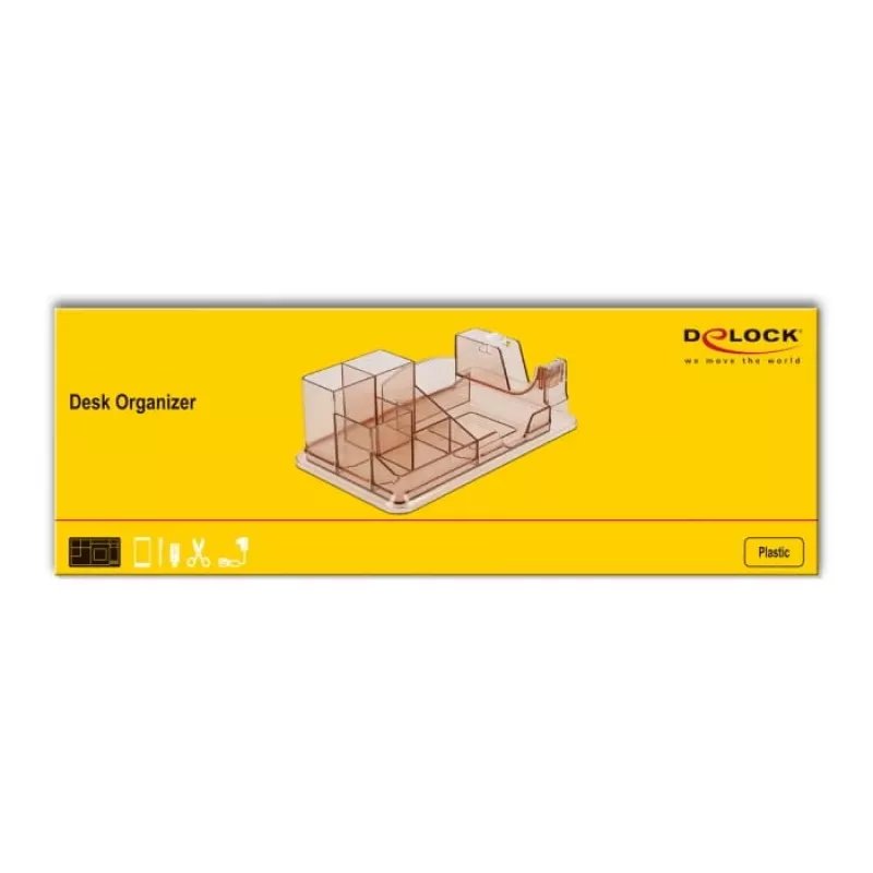 Organizer da scrivania DeLOCK 18341 trasparente marrone plastica 145x250x85mm