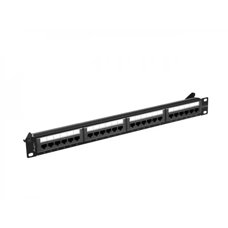 Patch panel 1U LANBERG PPUA-1024-B, 24 porte, Cat6a, U/UTP, rack 1U, profondità 102 mm, metallo, nero