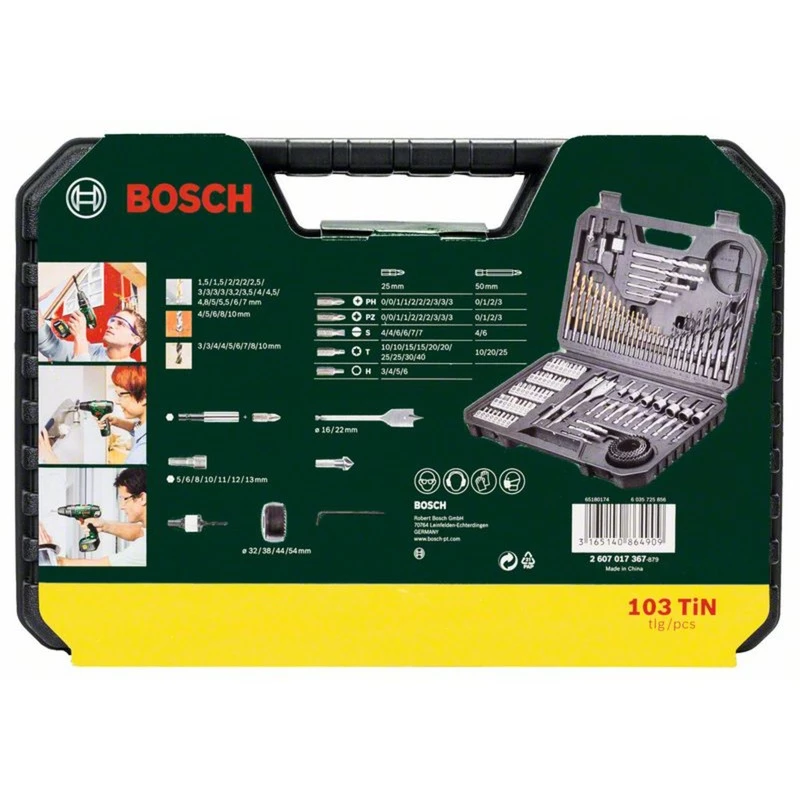 Set di accessori Bosch V-Line 103 pz. — set di accessori per trapano e avvitatore Bosch da 103 pezzi