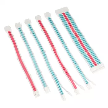 Kit prolunga cavi per alimentatore PC Kolink Core Adept – set da 6 pezzi, guaina PET, conduttore in rame, 20+4-Pin/8-Pin/4+4-Pin/3×6+2-Pin, 0,30–0,35 m