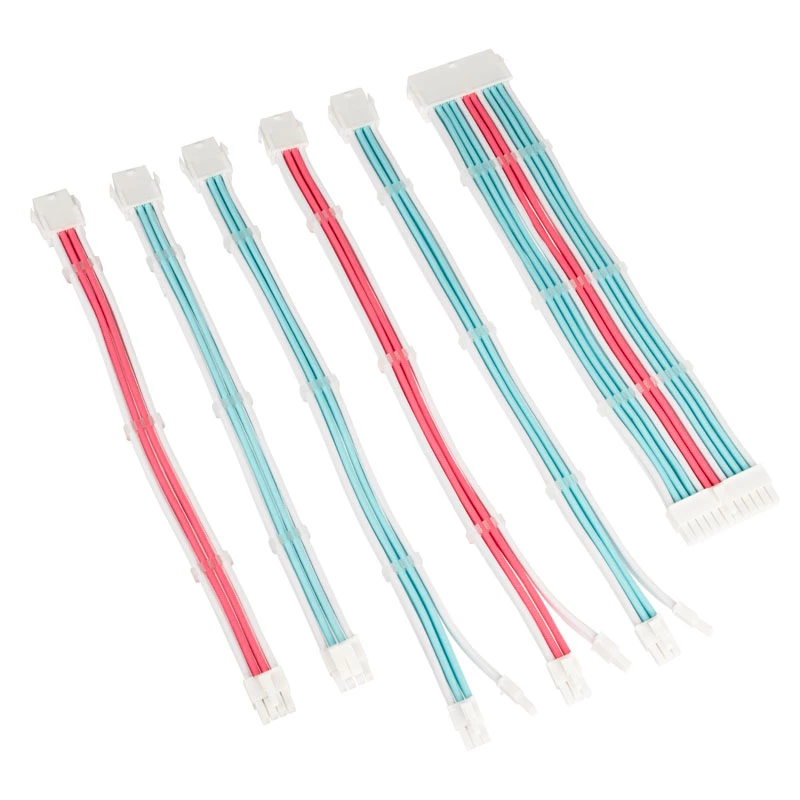 Kolink Core Adept kit prolunghe cavi intrecciati, bianco brillante/blu neon/rosa puro
