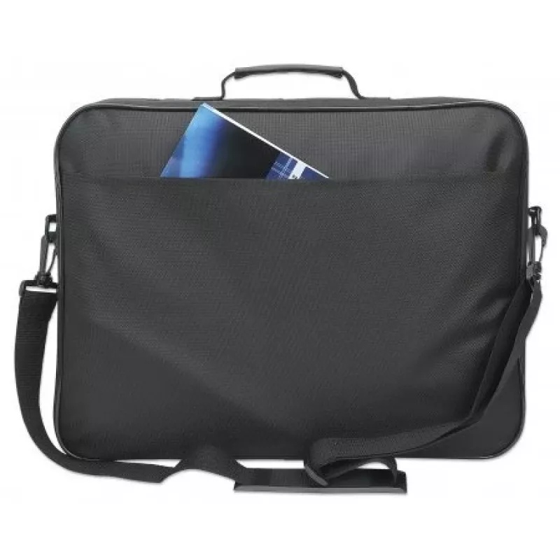 Manhattan Cambridge borsa per laptop 17,3 pollici, design clamshell, nero, LOW COST, scomparto accessori, scomparto documenti sul retro, tracolla (rimovibile), compatibile Targus CN418EU, borsa per notebook, tre anni di garanzia