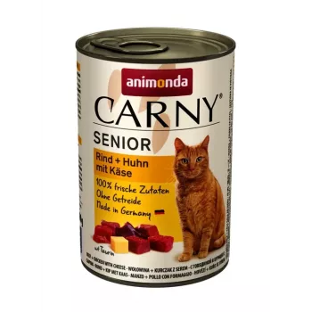 Umido per gatti animonda Carny manzo + pollo con formaggio 400 g — Senior, 80% umidità, 10% proteine