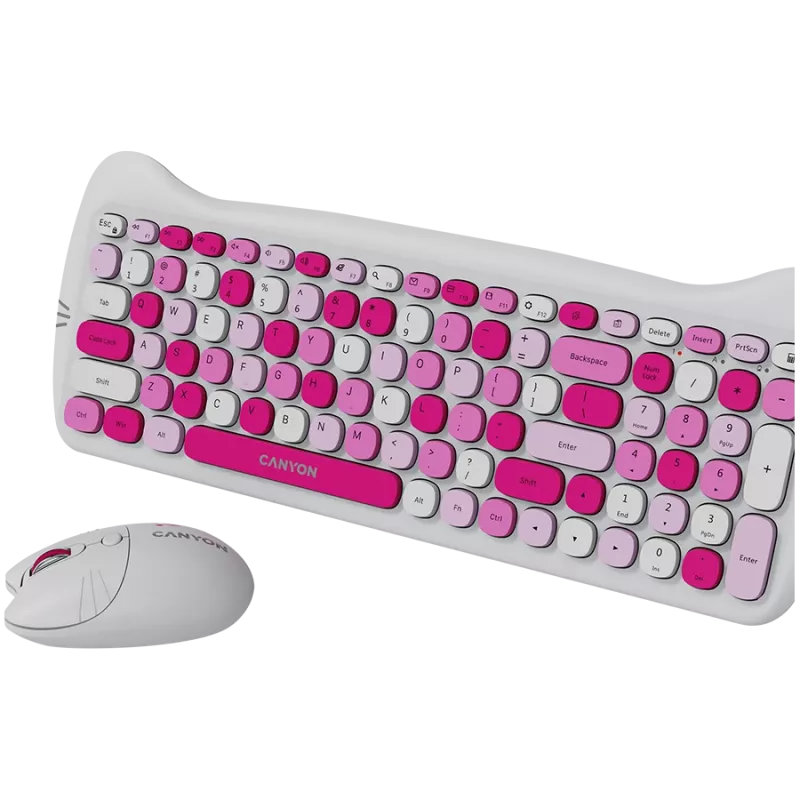 Set tastiera e mouse wireless CANYON HSET-W6 Pink Kitty Edition