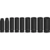 Set di bussole a percussione PRO 3/8, 9 pezzi nero, profonde