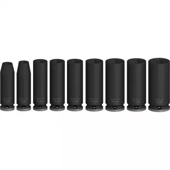 Set di bussole a percussione PRO 3/8, 9 pezzi nero, profonde
