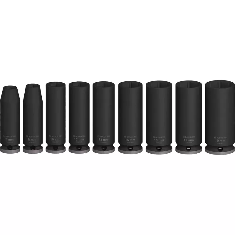 Set di bussole a percussione PRO 3/8, 9 pezzi nero, profonde
