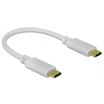 Delock - cavo USB-C/alimentazione - connettore maschio USB-C 24 pin a connettore maschio USB-C 24 pin - 5 A - 15 cm - USB Power Delivery (100 W), supporta Power Delivery 2.0 - bianco (85357)