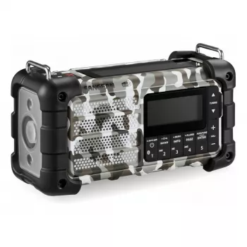 Radio di emergenza portatile Sangean MMR-99 DAB+ con manovella e ricarica solare, Artic Camo