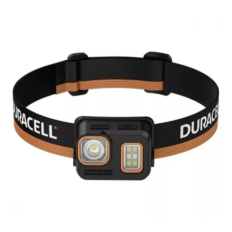 Torcia frontale Duracell DH500R nera, arancione