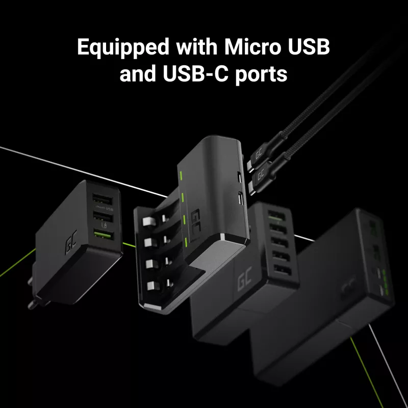 Caricabatterie Green Cell GC VitalCharger USB, 4 slot, AA/AAA, alimentato via USB, nero