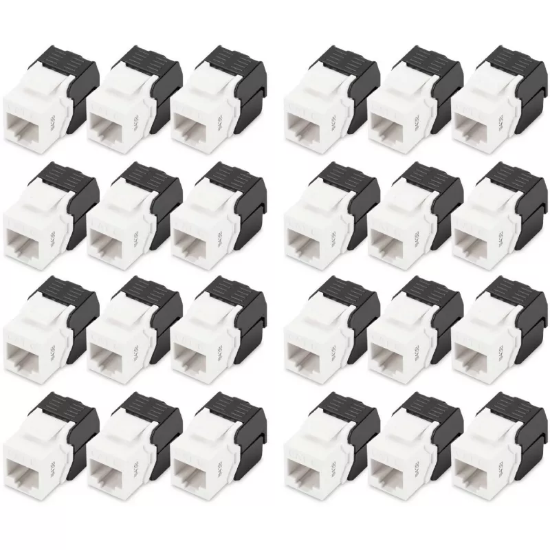 Jack Keystone Digitus CAT 6 non schermato 24 pezzi piatto nero bianco RJ-45
