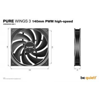 be quiet Pure Wings 3 140mm Ventola per case PC PWM ad alte prestazioni 14 cm nero 1 pz.