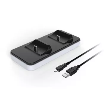 Stazione di ricarica SUBSONIC SA5608 per controller PlayStation 5 con due postazioni di ricarica rapida e indicatori LED