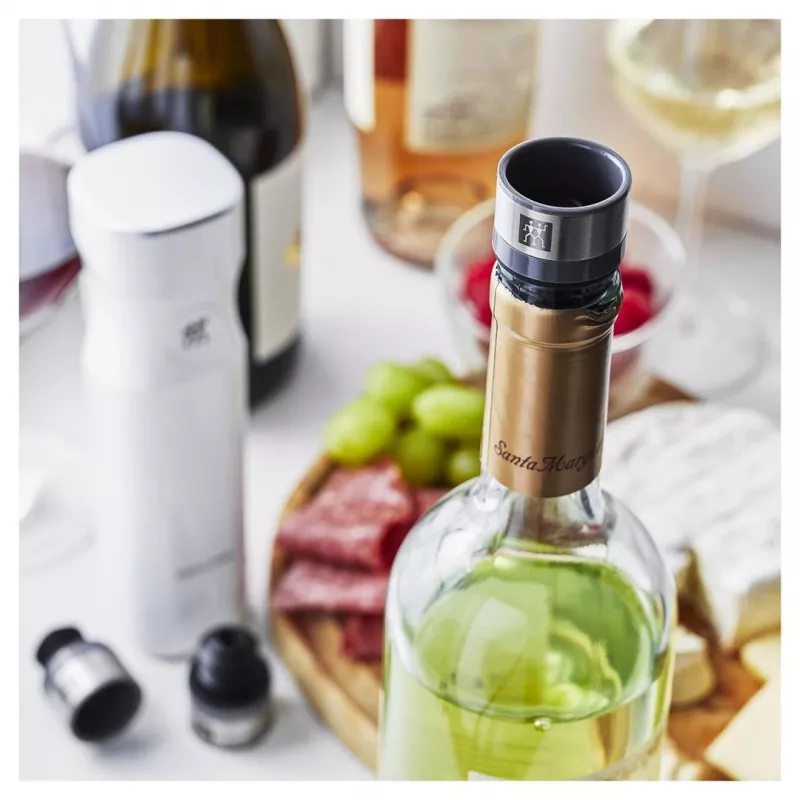 Pompa per conservazione del vino ZWILLING FRESH & SAVE – testa pompa per tappi sottovuoto, grigio, Ø 3 cm, altezza 40 mm, set da 3 pezzi