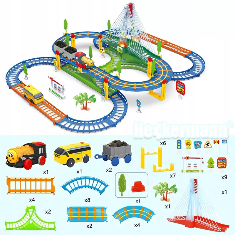 Trenino elettrico Track King Extralink Kids con locomotiva e auto a batteria