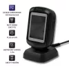 Lettore di codici a barre fisso 1D/2D QOLTEC 50864, sensore LED, USB (con cavo), nero, 145×85×80 mm