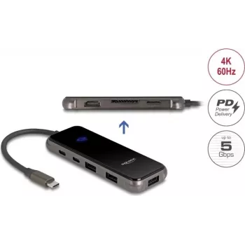 Docking station DELOCK USB Type-C 4K HDMI hub slot SD/microSD PD 3.0 85W (92001)