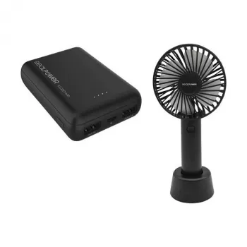 Ventilatore portatile e powerbank RealPower PB-10000 mini HD 10000mAh — bundle mobile