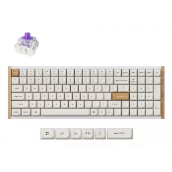 Tastiera meccanica Keychron K4 HE 96% QWERTY — USB, RF Wireless e Bluetooth, 100 tasti, RGB, bianco/legno