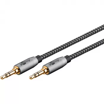 Plus Cavo di collegamento audio AUX 3,5 mm stereo (nero/argento, 2 metri)