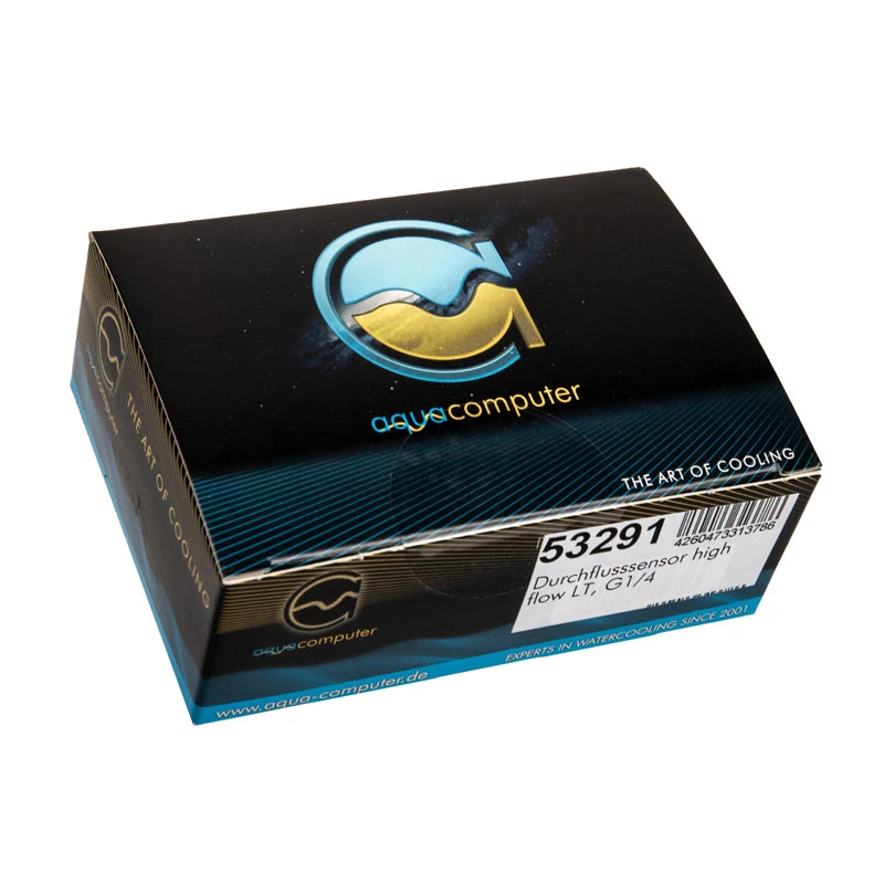Aqua-Computer sensore di flusso high flow LT G1/4 — nero, attacco G1/4, 51×42×30 mm