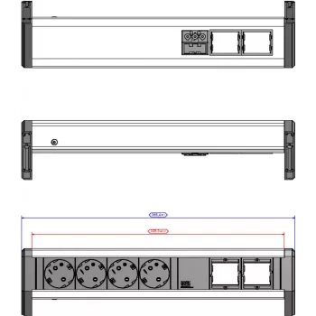 Ciabatta Bachmann DESK 902.032 — 4x prese CEE, distribuzione di corrente da scrivania