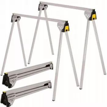 Stanley STST81337-1 set cavalletti per sega in metallo pieghevoli, 2 pezzi