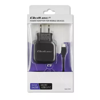 Qoltec 50188 caricabatterie per dispositivi mobili laptop, smartphone, smartwatch, tablet, telefono, universale nero AC, DC interno