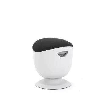 Sedia ergonomica a bilanciere up up Seul D48 — seduta in tessuto nero, struttura bianca, regolabile in altezza