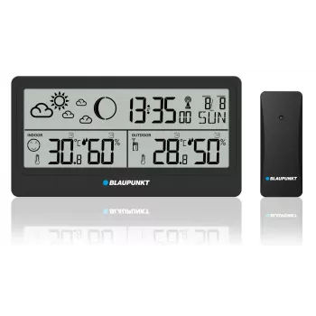 Stazione meteo BLAUPUNKT WS20BK — display per temperatura e umidità interna/esterna, nero, 1 sensore, LCD, a batteria